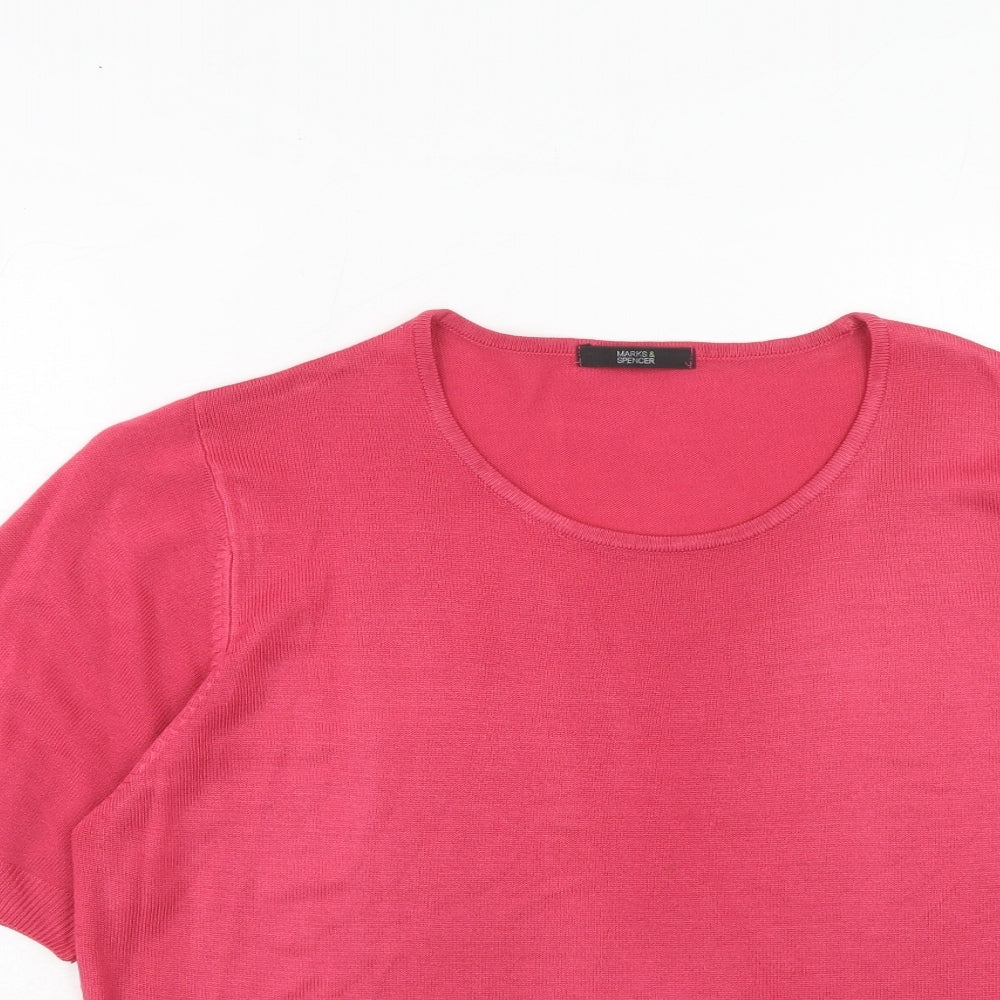 Marks and Spencer Womens Pink Round Neck Acrylic Pullover Jumper Size 20
