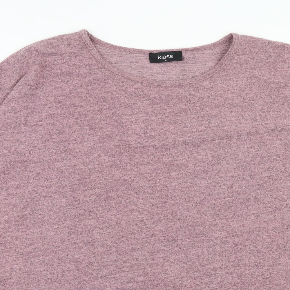 Klass Womens Pink Viscose Basic T-Shirt Size S Round Neck