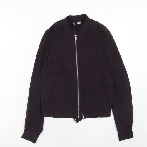 H&M Womens Purple Bomber Jacket Jacket Size 4 Zip