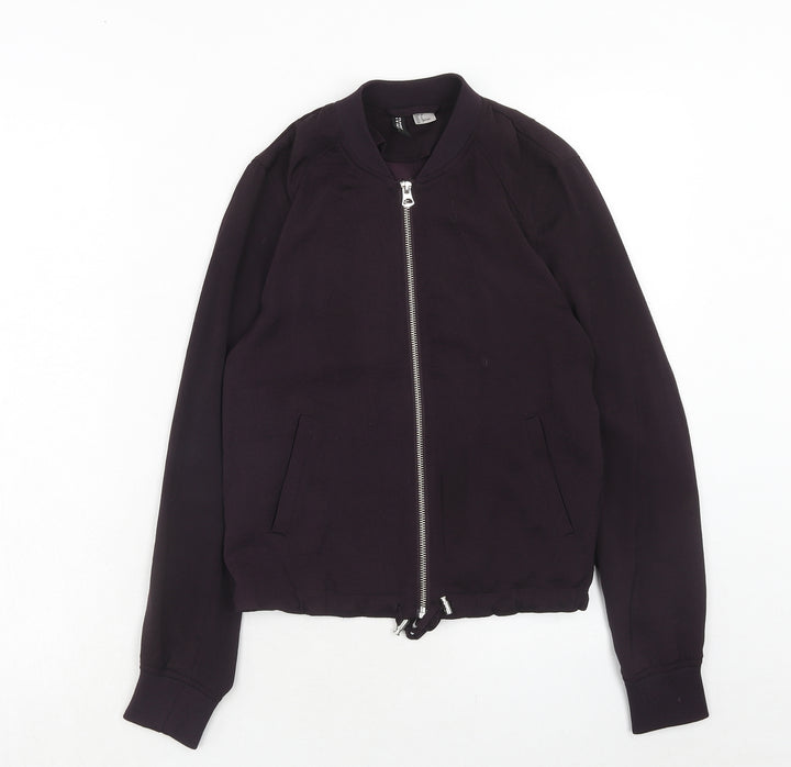 H&M Womens Purple Bomber Jacket Jacket Size 4 Zip