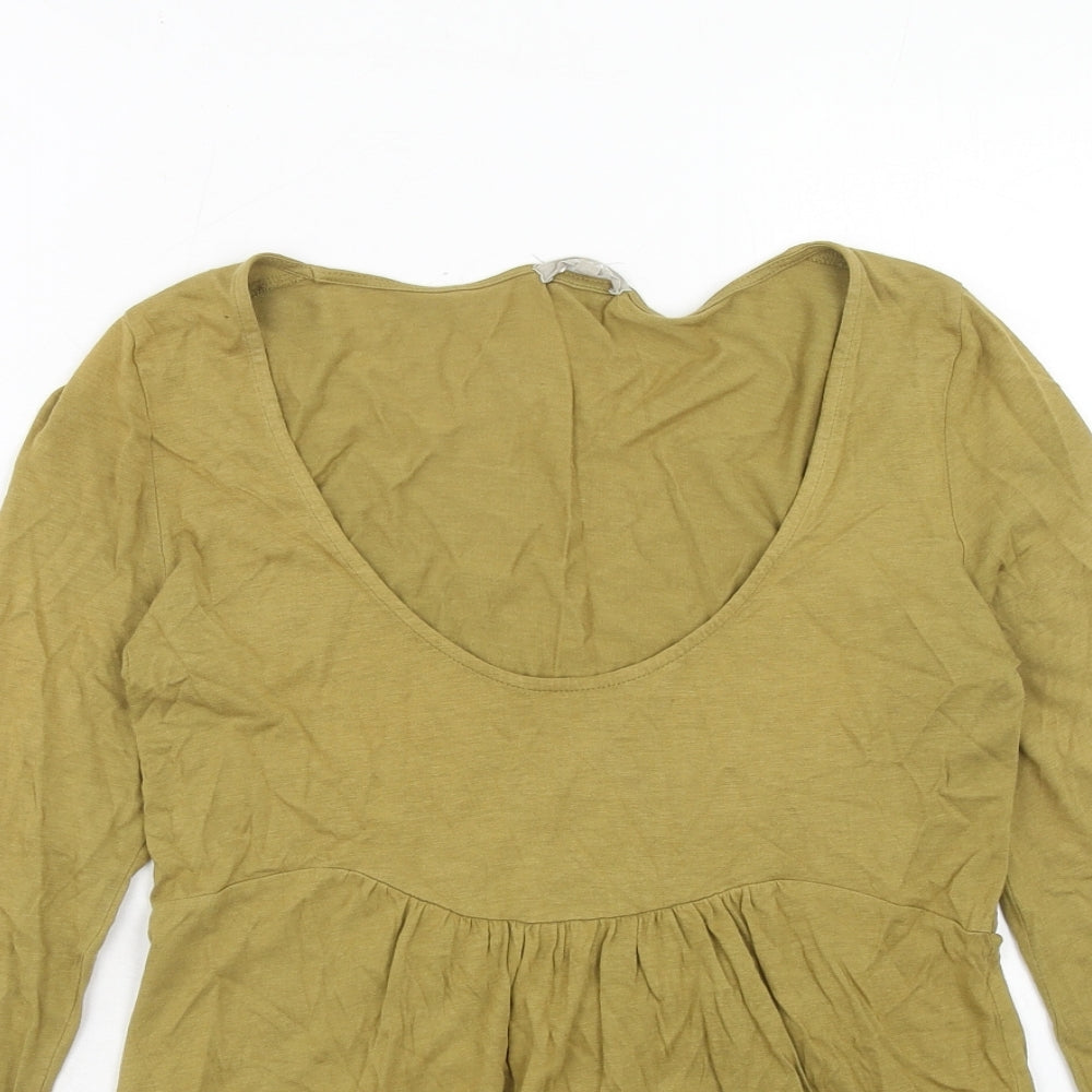 Jigsaw Womens Green Cotton Basic T-Shirt Size S Scoop Neck
