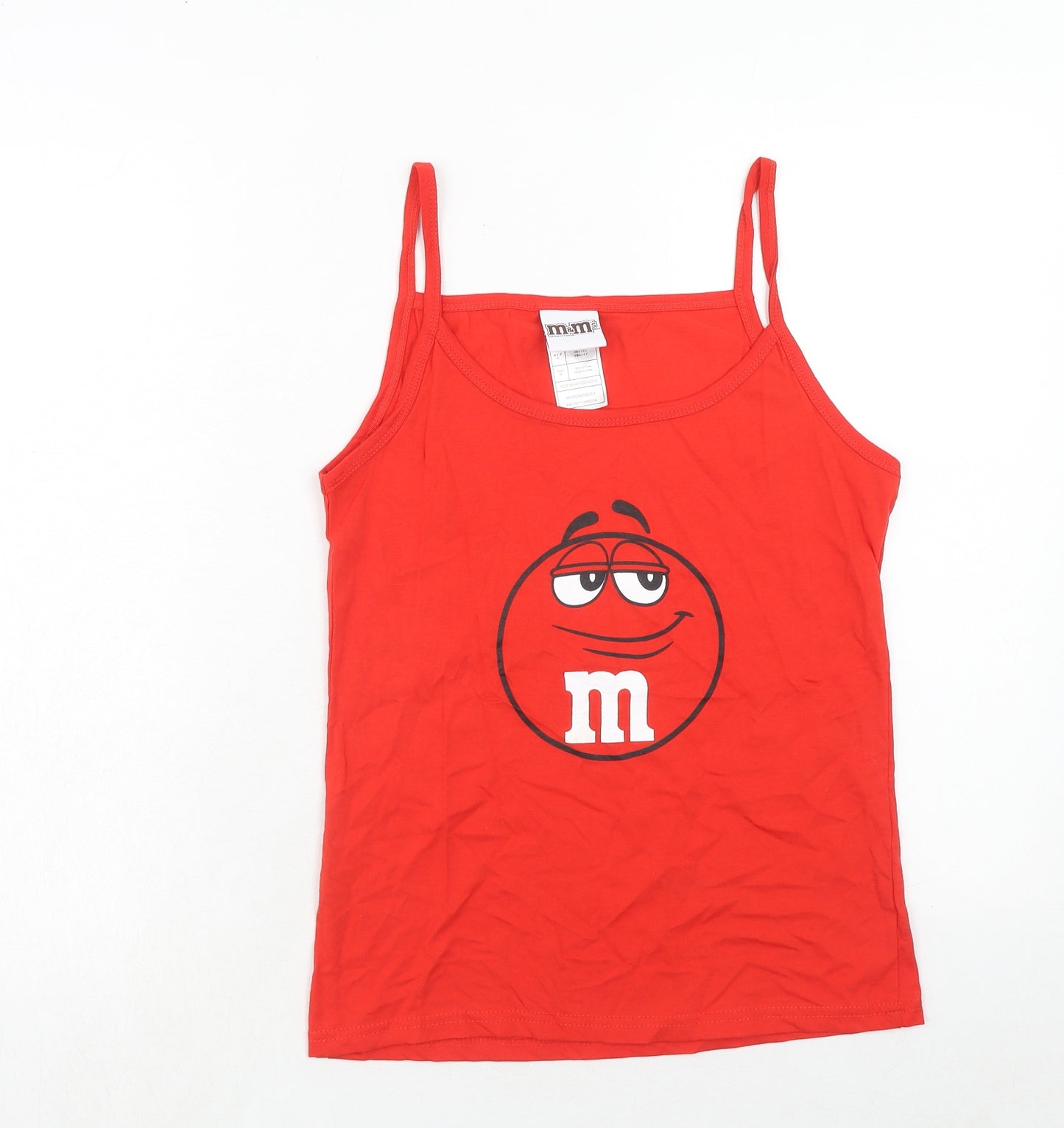 M&M's Womens Red Cotton Basic Tank Size XL Round Neck