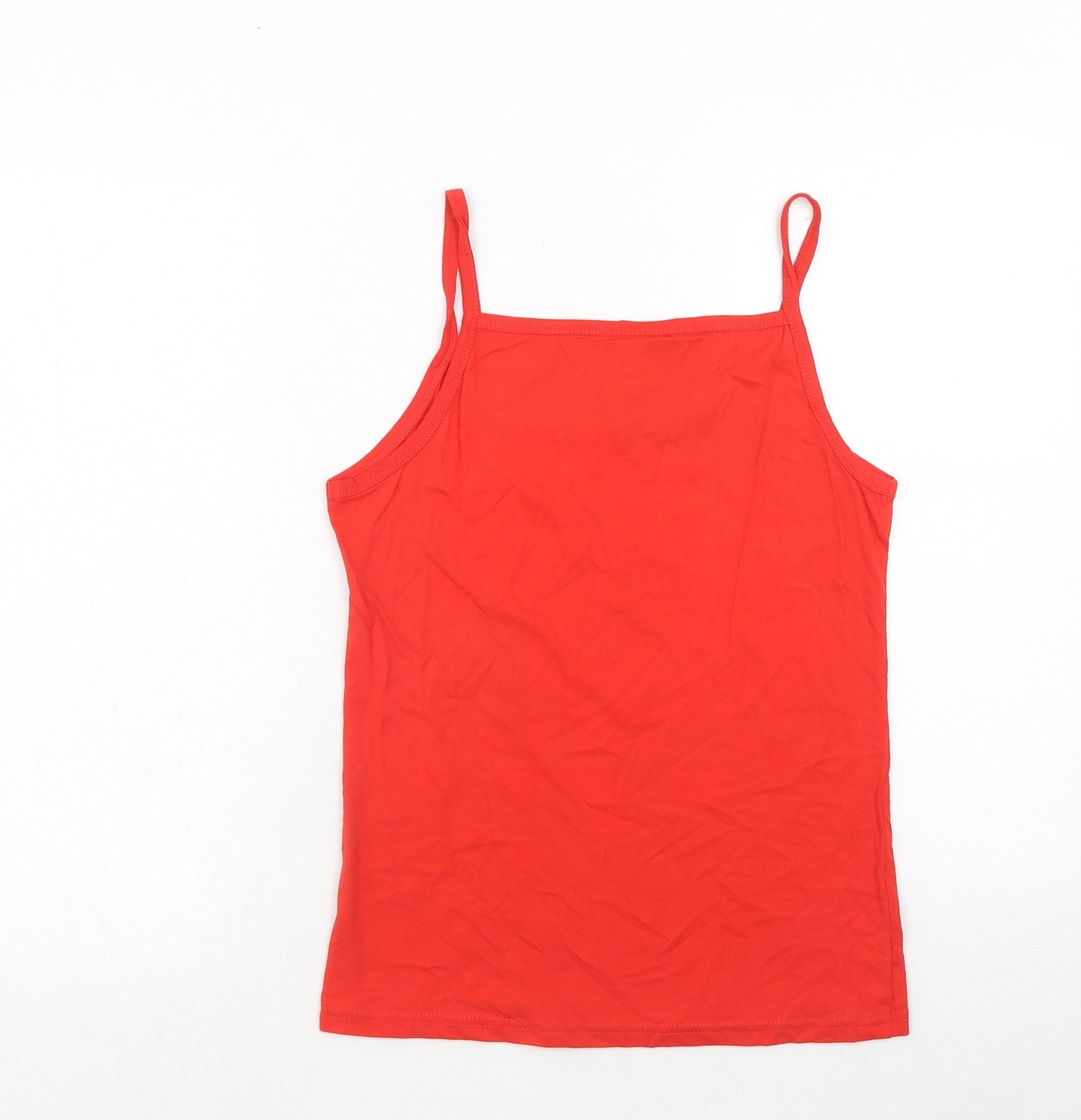 M&M's Womens Red Cotton Basic Tank Size XL Round Neck
