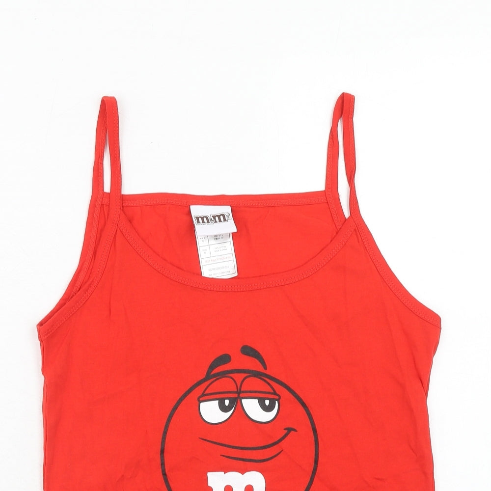 M&M's Womens Red Cotton Basic Tank Size XL Round Neck