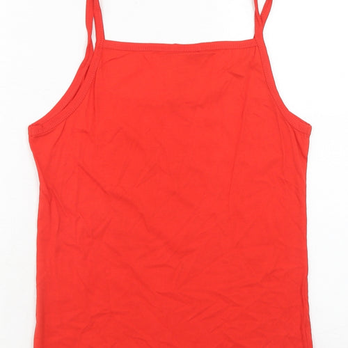 M&M's Womens Red Cotton Basic Tank Size XL Round Neck
