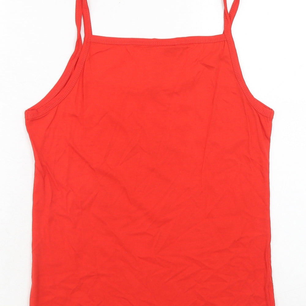 M&M's Womens Red Cotton Basic Tank Size XL Round Neck