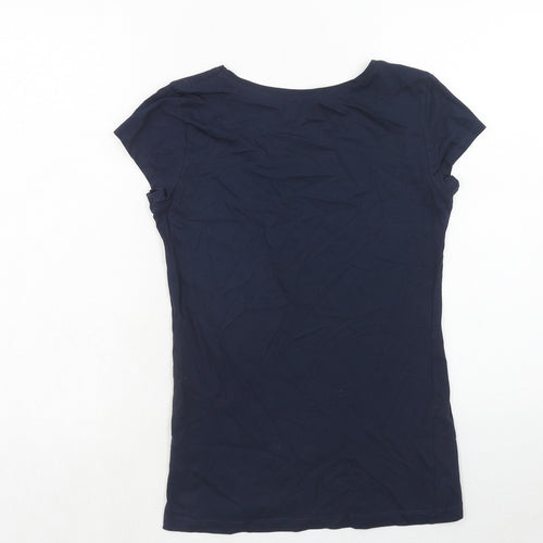 H&M Womens Blue Cotton Basic T-Shirt Size S Round Neck