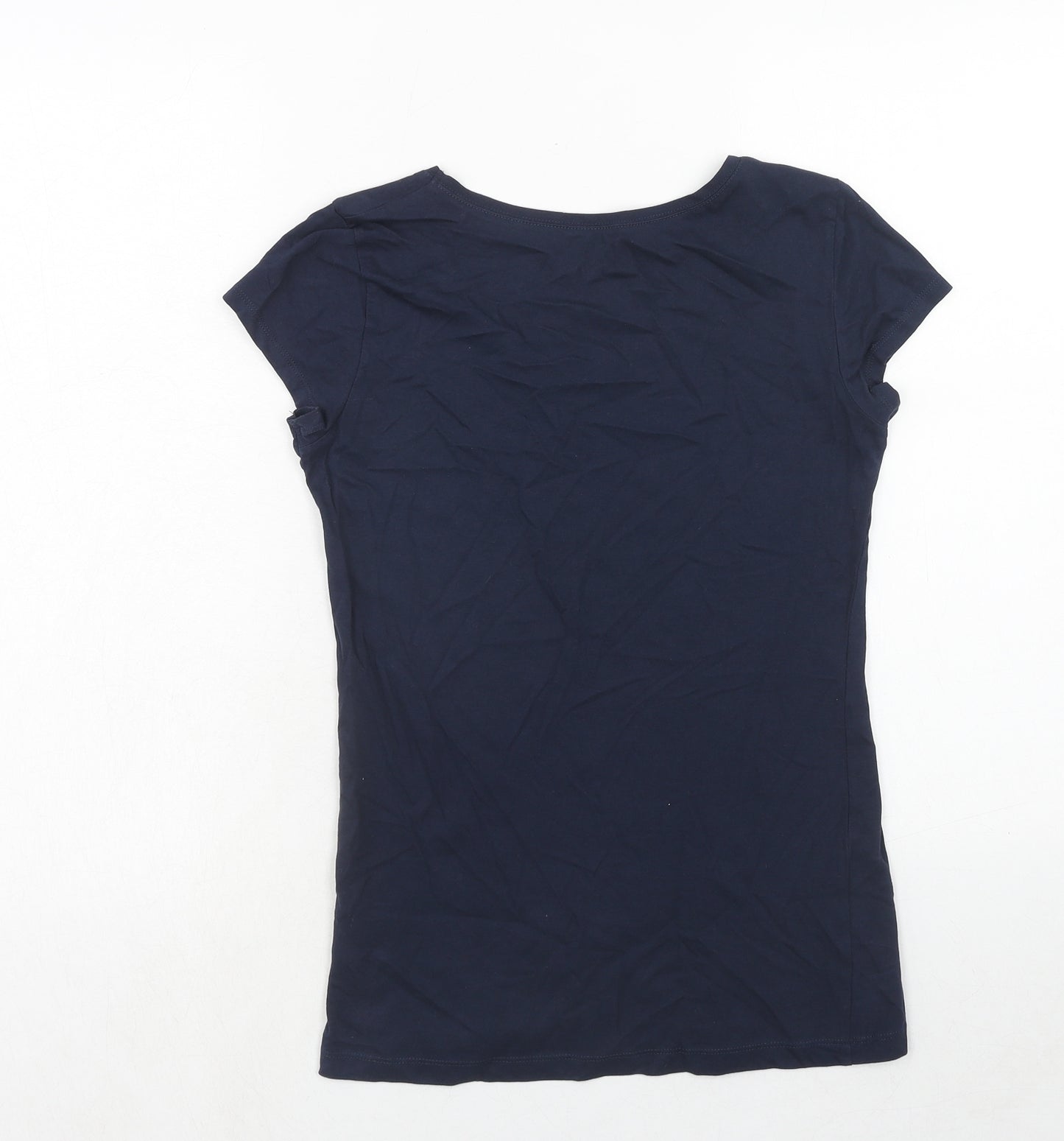 H&M Womens Blue Cotton Basic T-Shirt Size S Round Neck