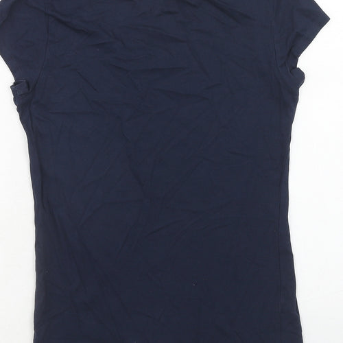 H&M Womens Blue Cotton Basic T-Shirt Size S Round Neck