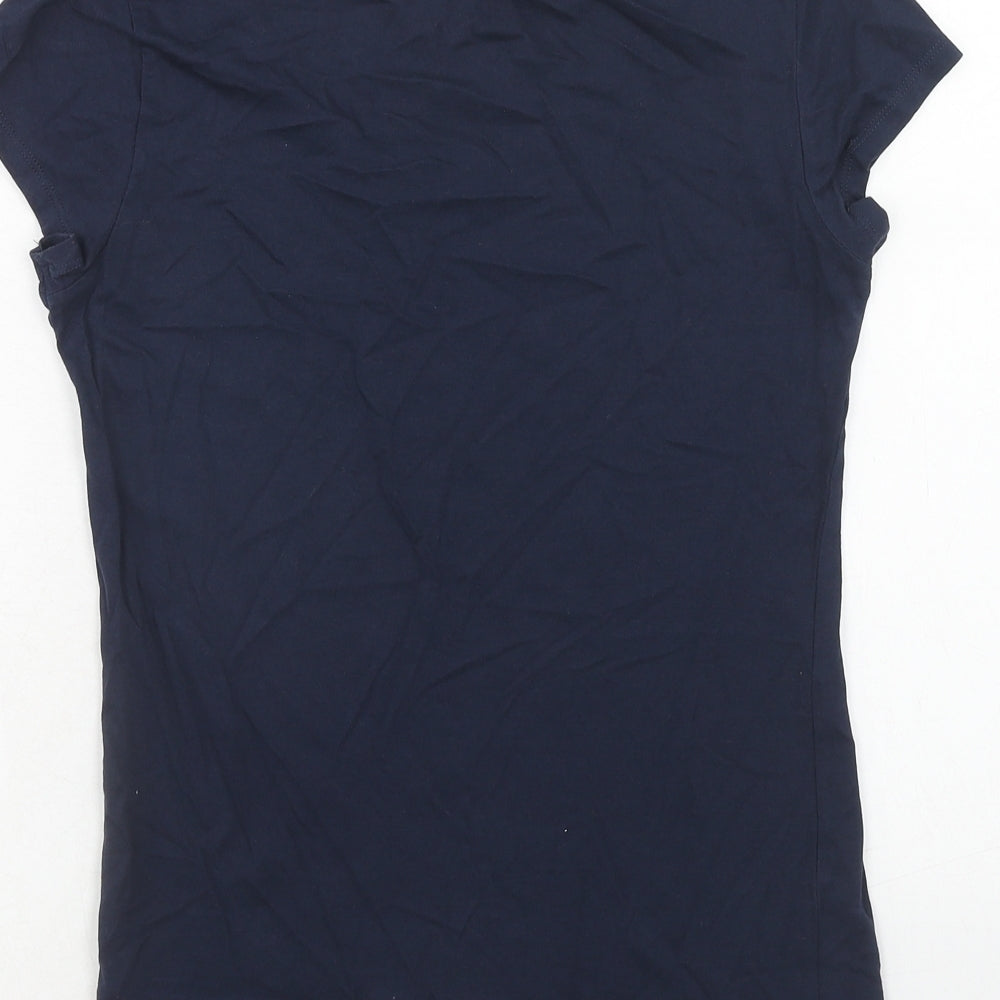H&M Womens Blue Cotton Basic T-Shirt Size S Round Neck