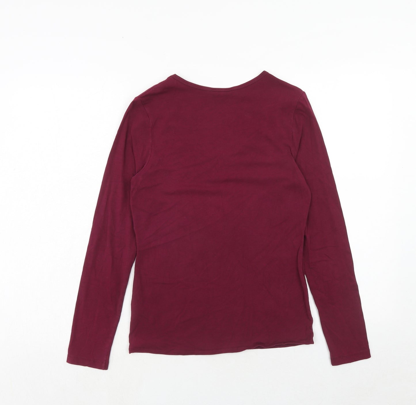 Kew Womens Purple Cotton Basic T-Shirt Size M Scoop Neck