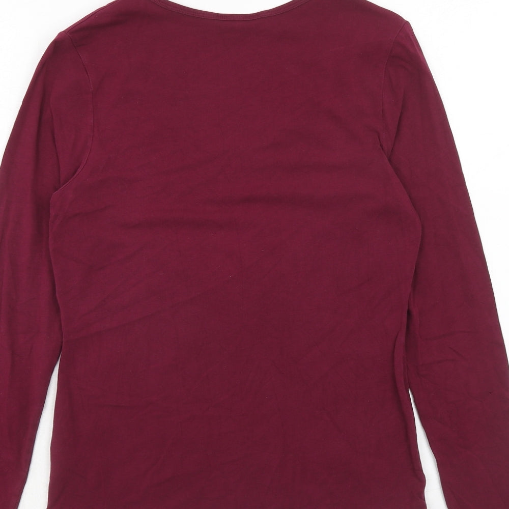 Kew Womens Purple Cotton Basic T-Shirt Size M Scoop Neck