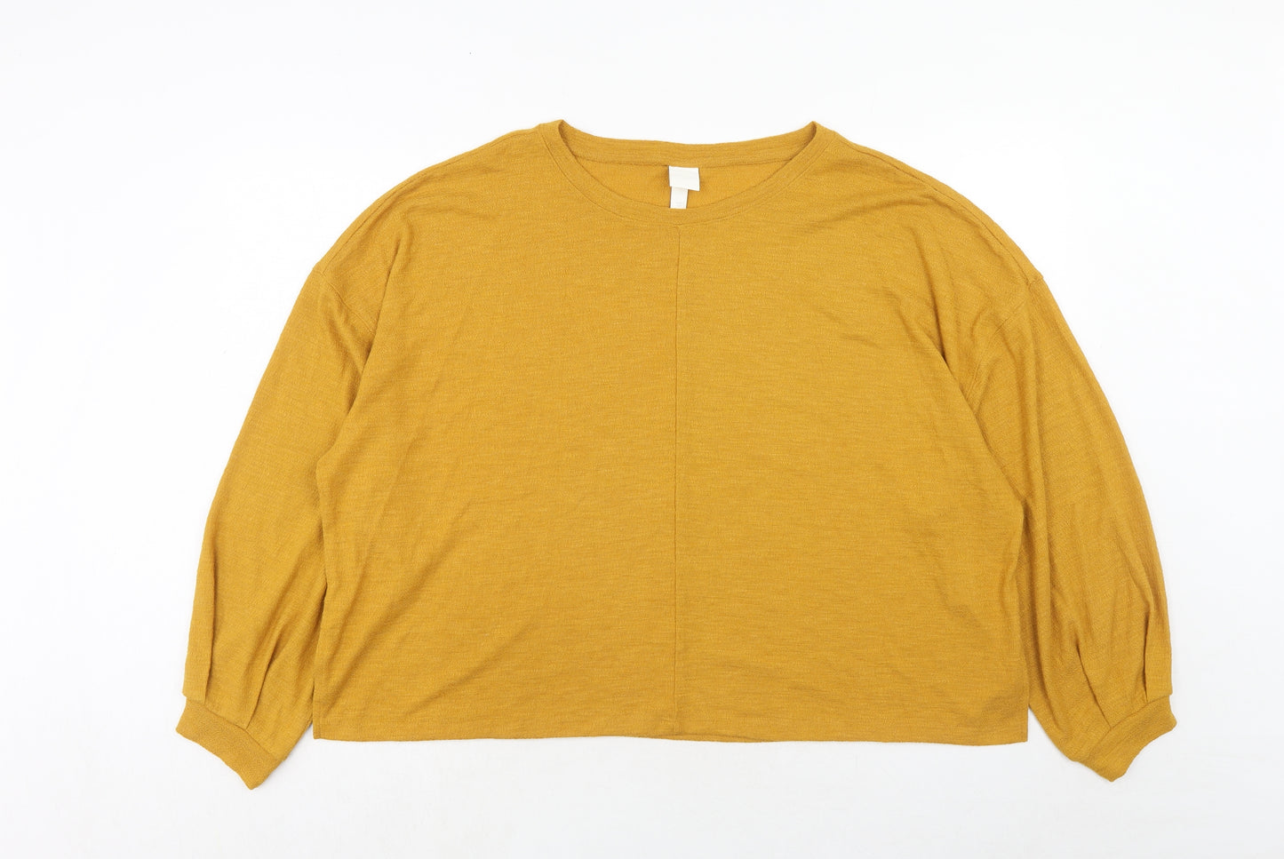H&M Womens Yellow Polyester Basic T-Shirt Size XL Round Neck