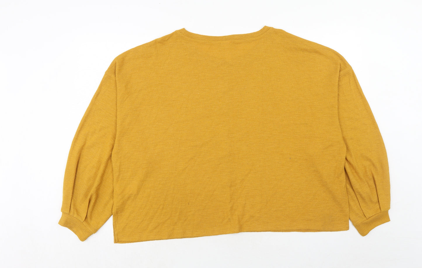 H&M Womens Yellow Polyester Basic T-Shirt Size XL Round Neck