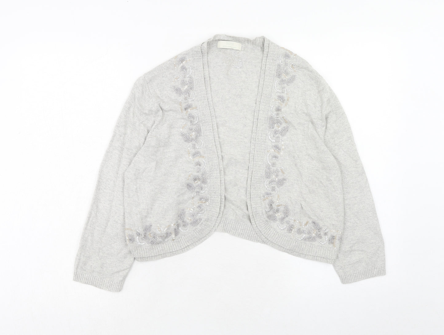 Marks and Spencer Womens Grey V-Neck Viscose Cardigan Jumper Size 16