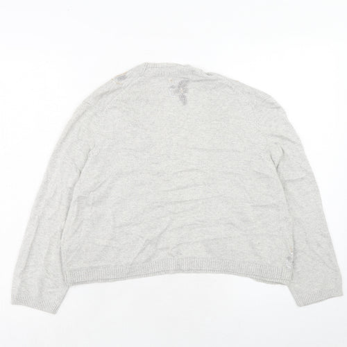Marks and Spencer Womens Grey V-Neck Viscose Cardigan Jumper Size 16