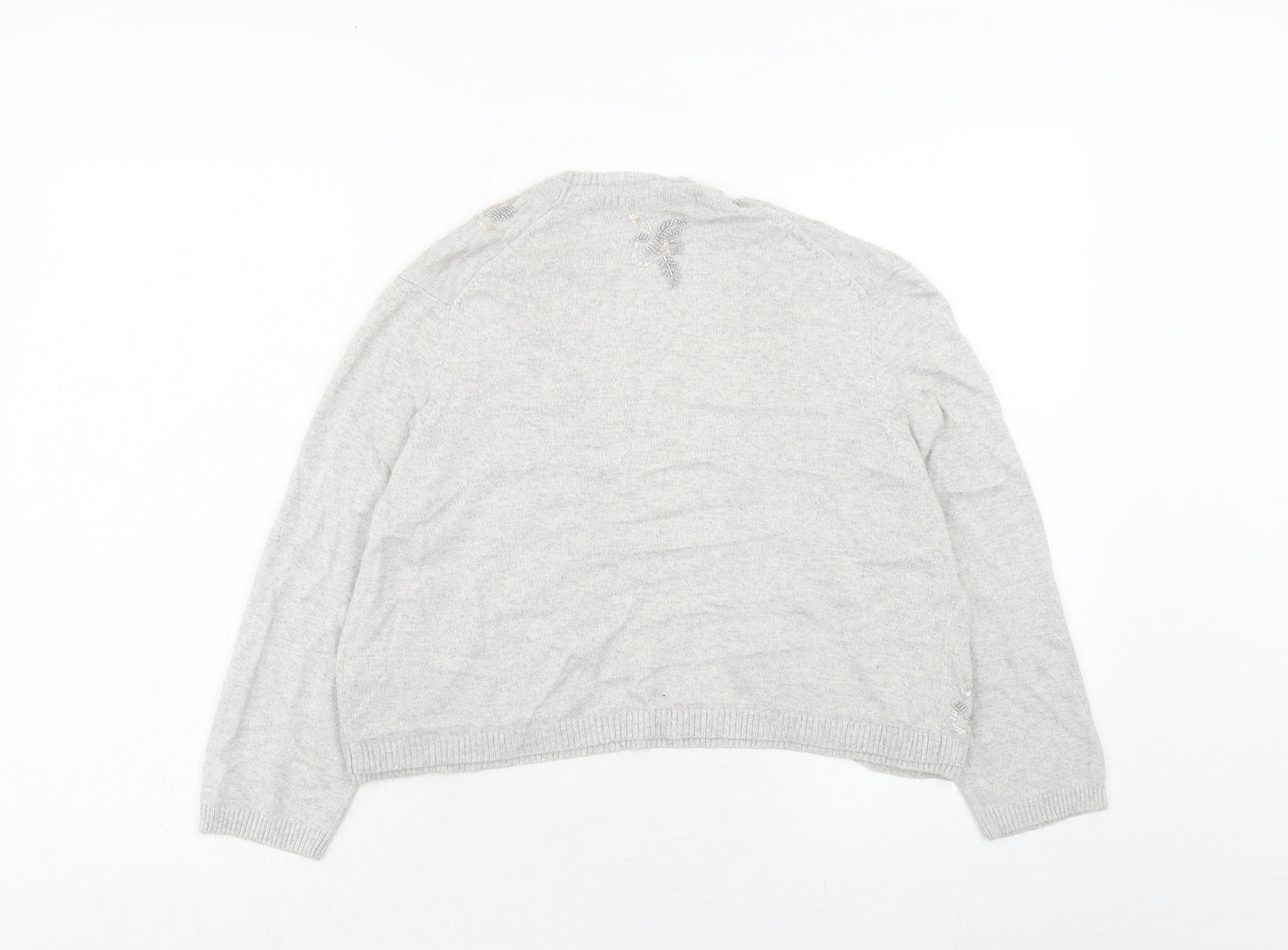 Marks and Spencer Womens Grey V-Neck Viscose Cardigan Jumper Size 16