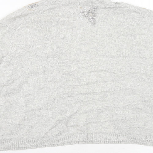 Marks and Spencer Womens Grey V-Neck Viscose Cardigan Jumper Size 16