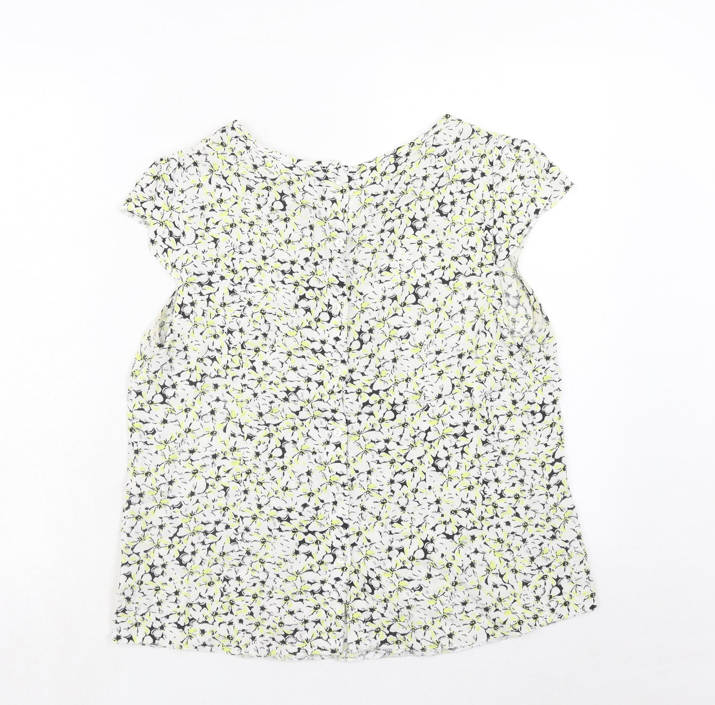 K&D Womens Green Floral Viscose Basic Blouse Size 14 Round Neck