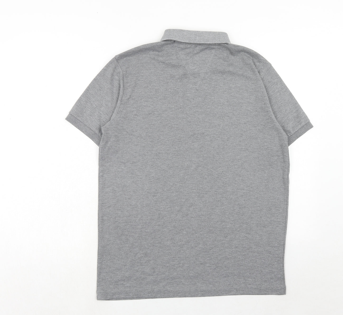 HUGO BOSS Mens Grey Cotton Polo Size L Collared Button
