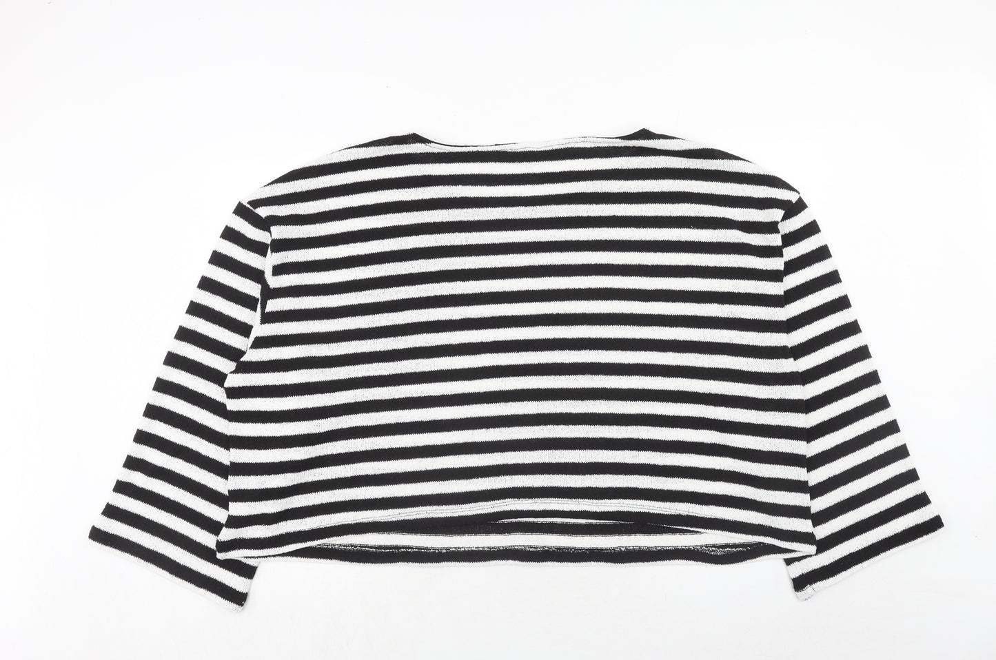H&M Womens White Boat Neck Striped Polyester Pullover Jumper Size 3XL