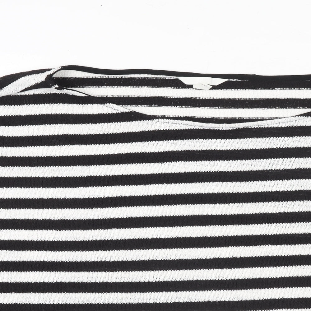 H&M Womens White Boat Neck Striped Polyester Pullover Jumper Size 3XL