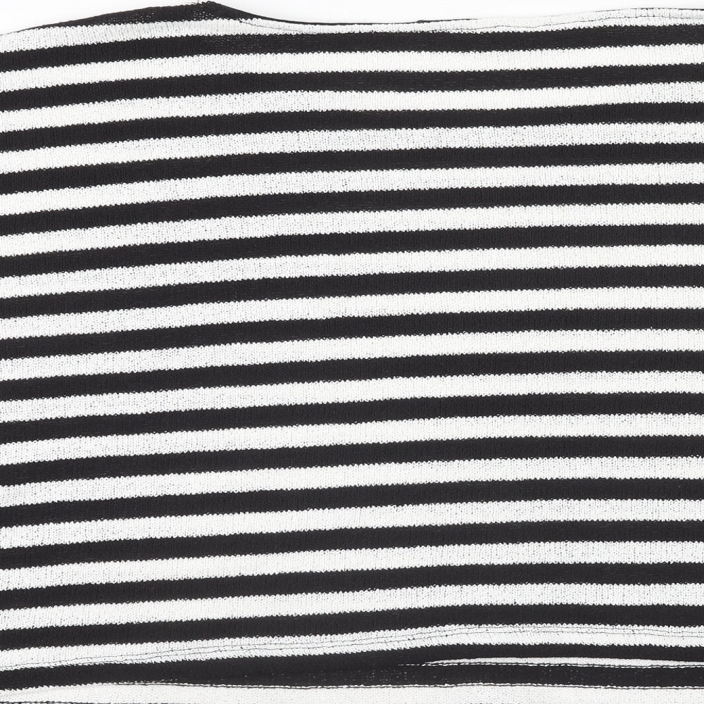 H&M Womens White Boat Neck Striped Polyester Pullover Jumper Size 3XL