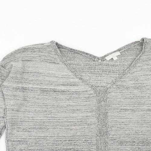Grain de Malice Womens Grey V-Neck Acrylic Pullover Jumper Size S