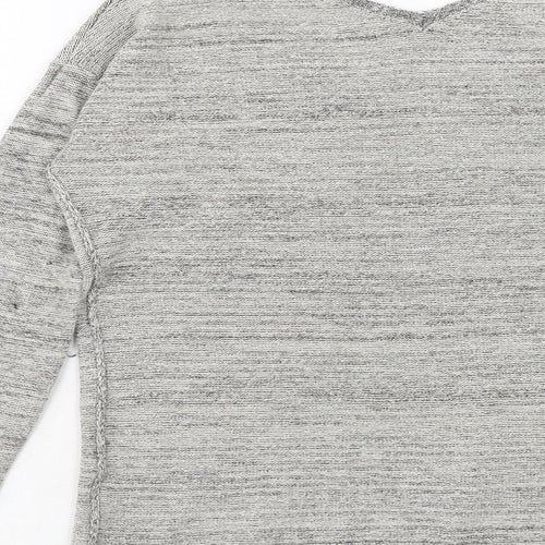 Grain de Malice Womens Grey V-Neck Acrylic Pullover Jumper Size S