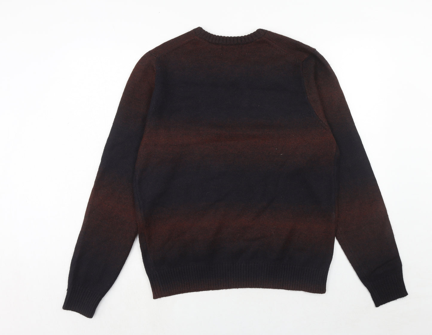 Marks and Spencer Mens Brown Round Neck Polyester Pullover Jumper Size M Long Sleeve