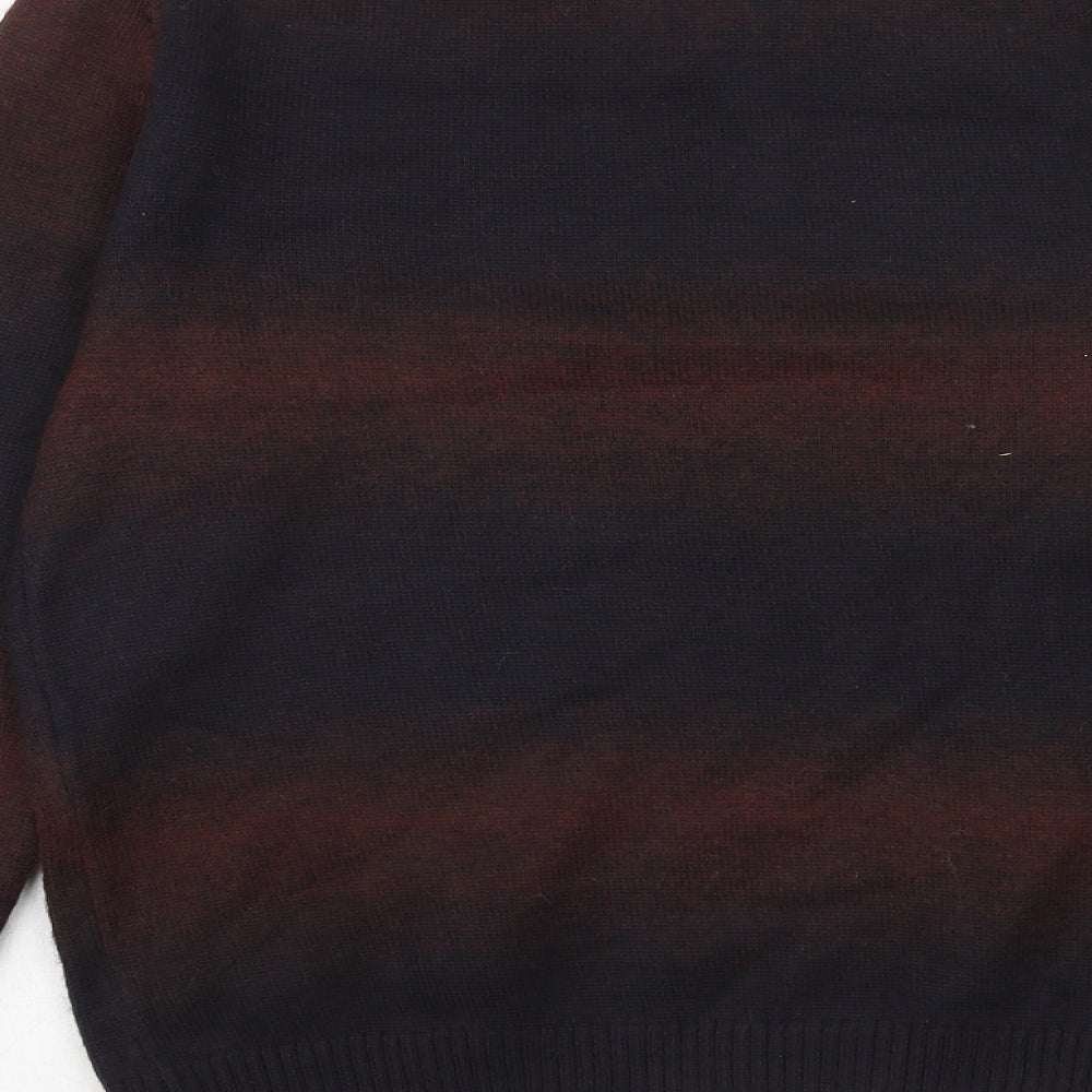 Marks and Spencer Mens Brown Round Neck Polyester Pullover Jumper Size M Long Sleeve