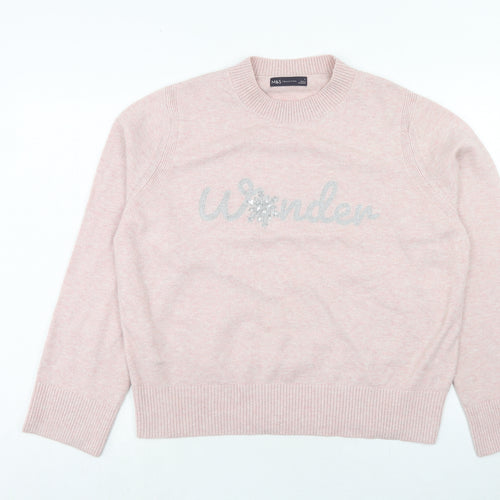 Marks and Spencer Womens Pink Roll Neck Polyester Pullover Jumper Size L - Wonder