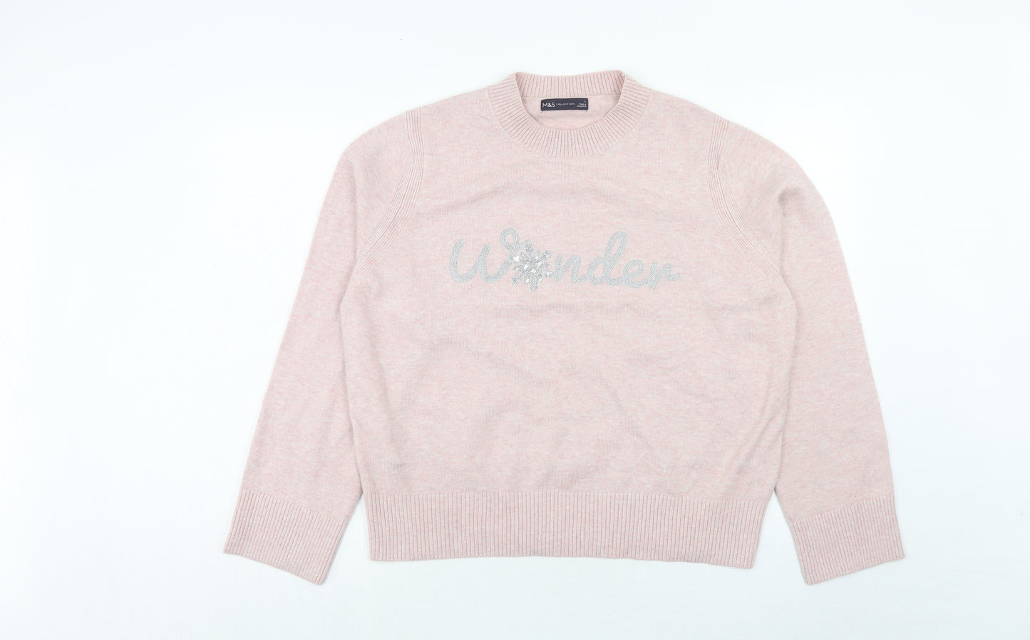Marks and Spencer Womens Pink Roll Neck Polyester Pullover Jumper Size L - Wonder