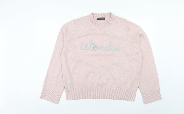 Marks and Spencer Womens Pink Roll Neck Polyester Pullover Jumper Size L - Wonder