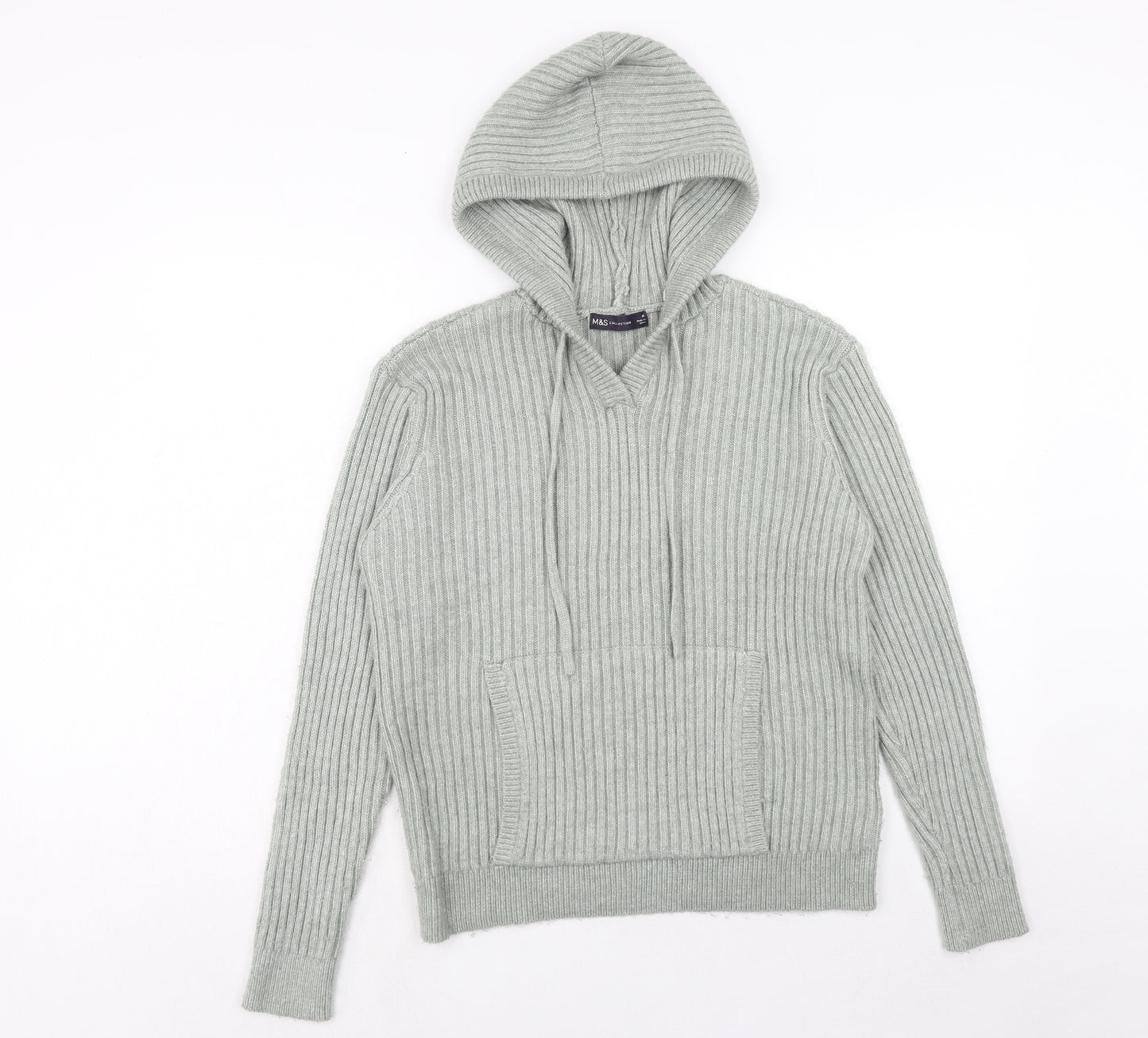 Marks and Spencer Womens Green Acrylic Pullover Hoodie Size M Pullover