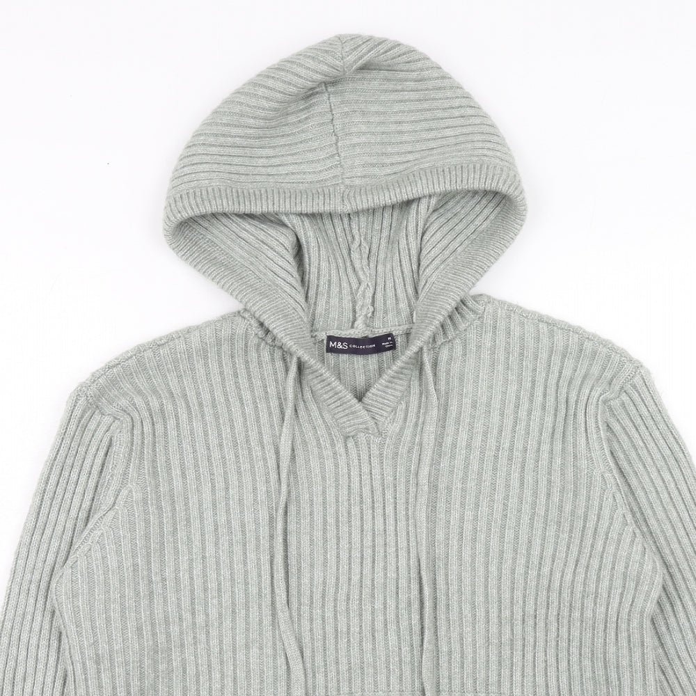 Marks and Spencer Womens Green Acrylic Pullover Hoodie Size M Pullover