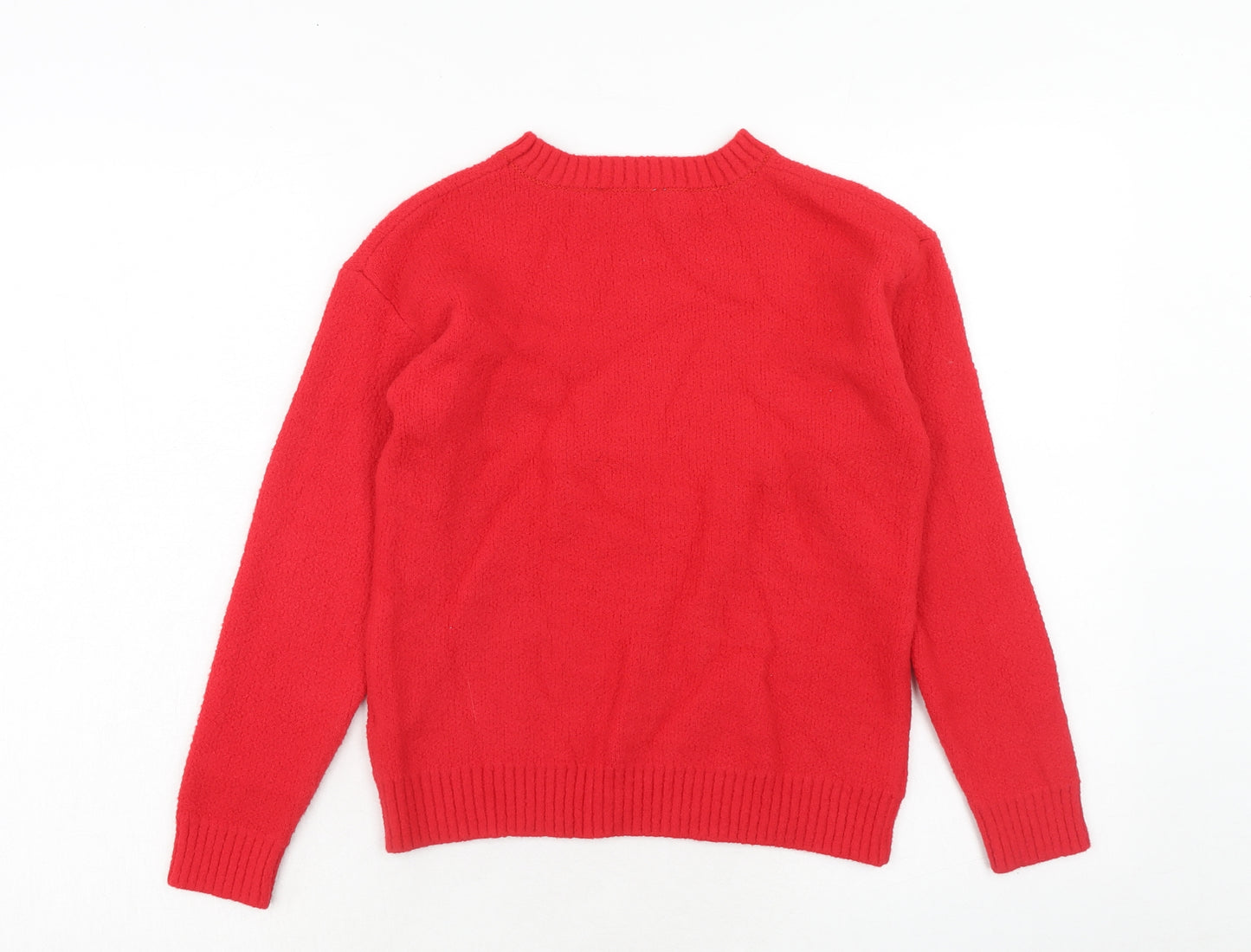 Marks and Spencer Girls Red Round Neck Polyamide Pullover Jumper Size 11-12 Years Pullover - Reindeer Christmas