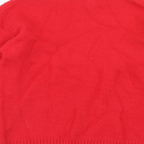 Marks and Spencer Girls Red Round Neck Polyamide Pullover Jumper Size 11-12 Years Pullover - Reindeer Christmas