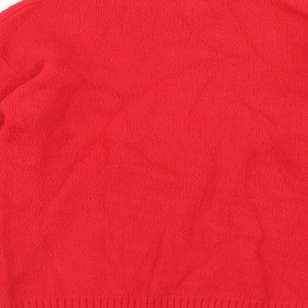 Marks and Spencer Girls Red Round Neck Polyamide Pullover Jumper Size 11-12 Years Pullover - Reindeer Christmas