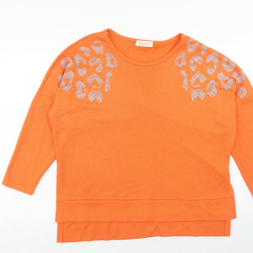 Milanzi Womens Orange Animal Print Viscose Pullover Sweatshirt Size 6 Pullover - Leopard Pattern