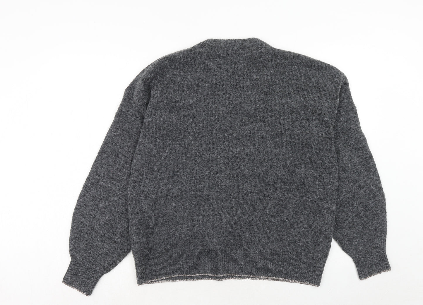 Marks and Spencer Womens Grey Round Neck Acrylic Pullover Jumper Size M - Star