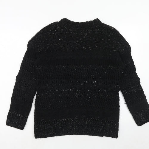 Twist Womens Black Round Neck Acrylic Pullover Jumper Size XS