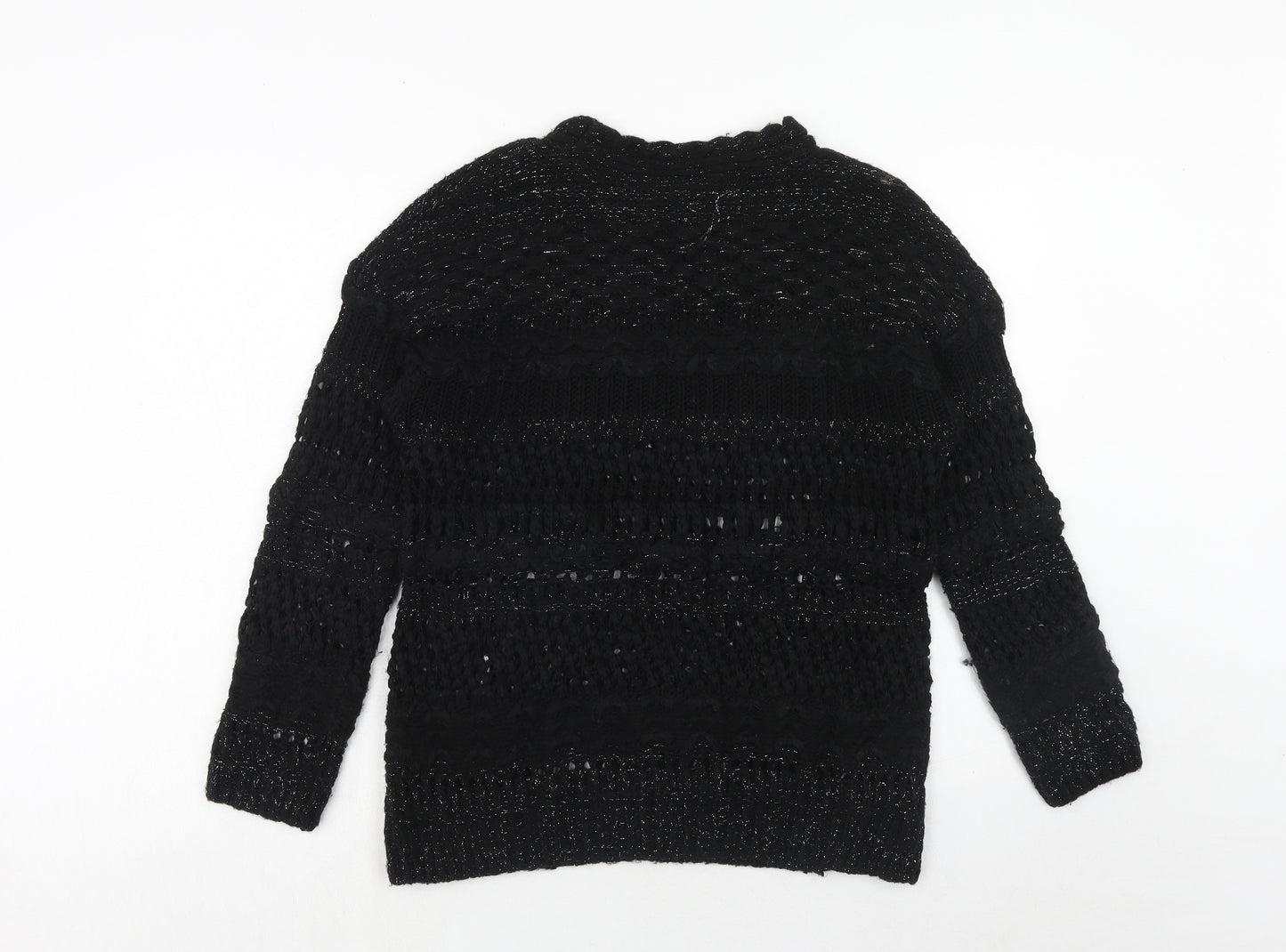 Twist Womens Black Round Neck Acrylic Pullover Jumper Size XS