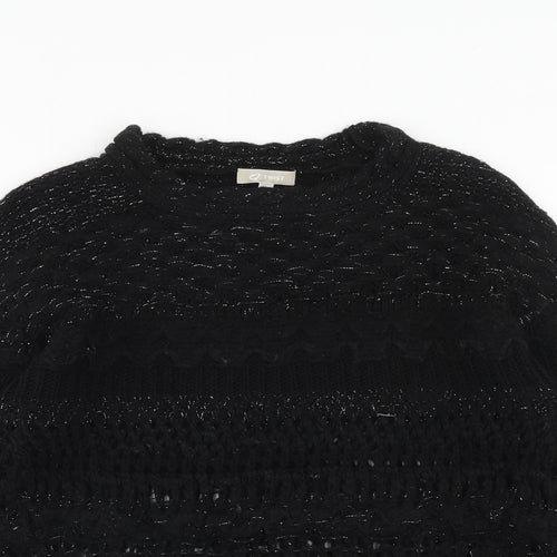 Twist Womens Black Round Neck Acrylic Pullover Jumper Size XS