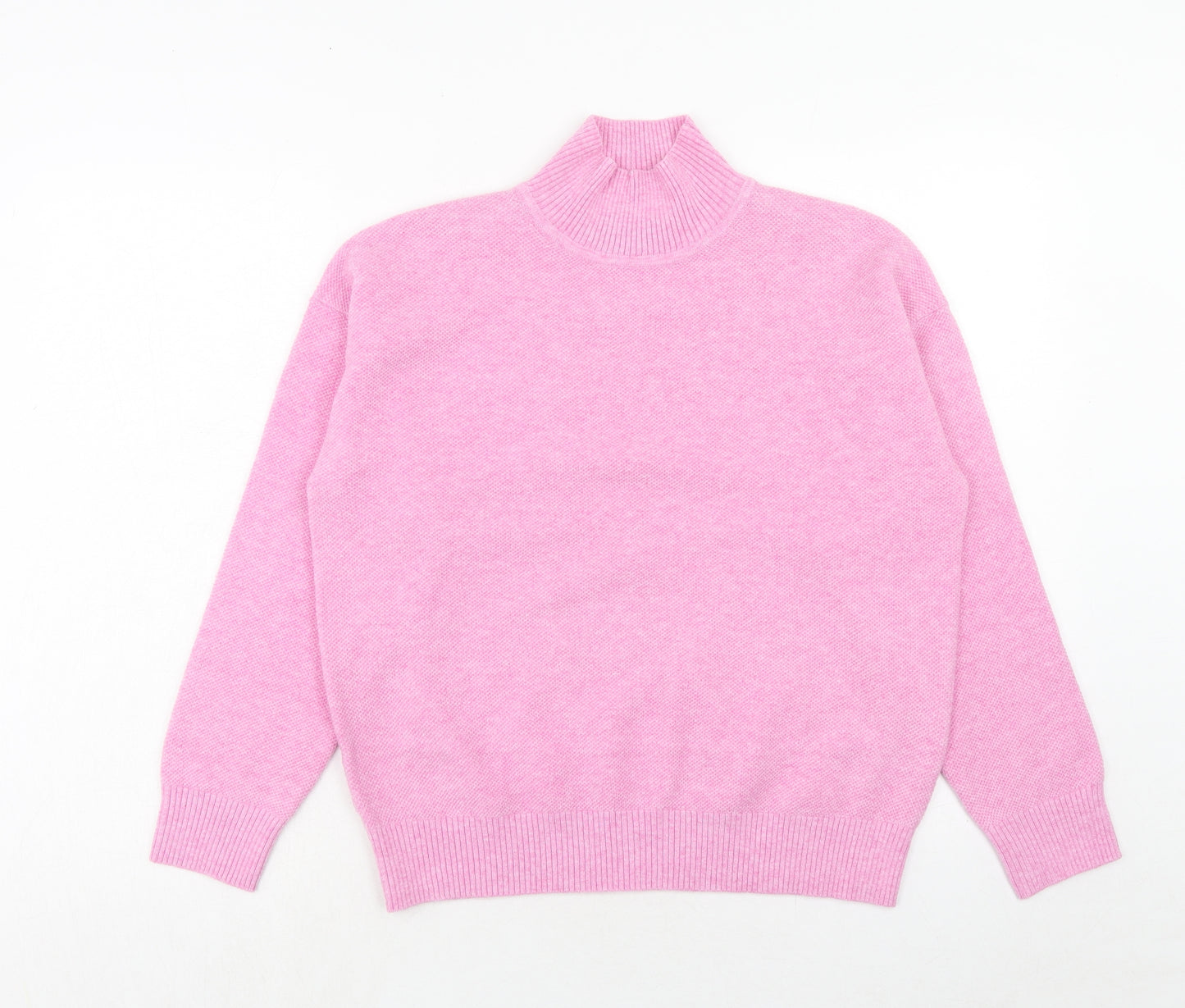 Marks and Spencer Womens Pink High Neck Polyester Pullover Jumper Size S