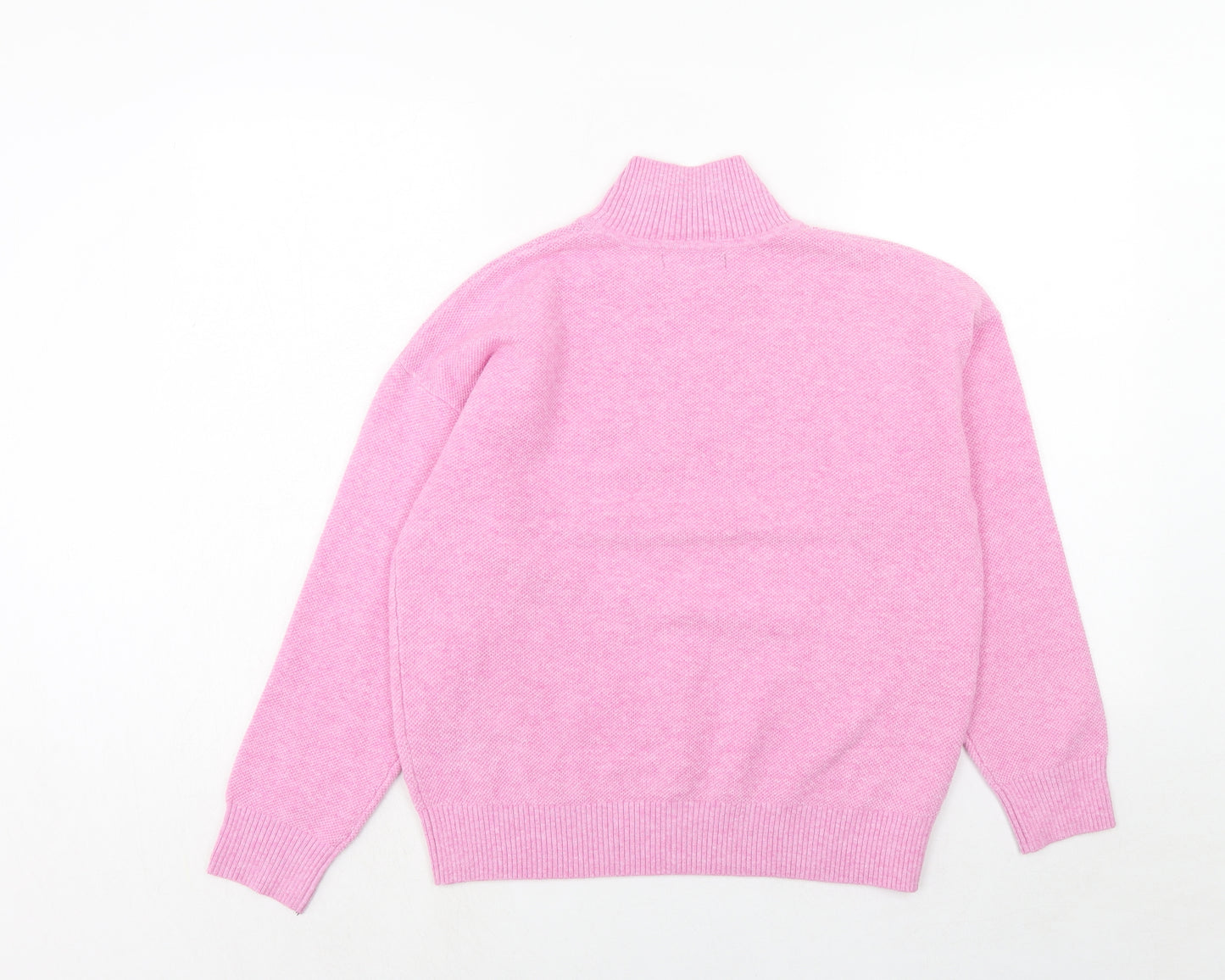 Marks and Spencer Womens Pink High Neck Polyester Pullover Jumper Size S