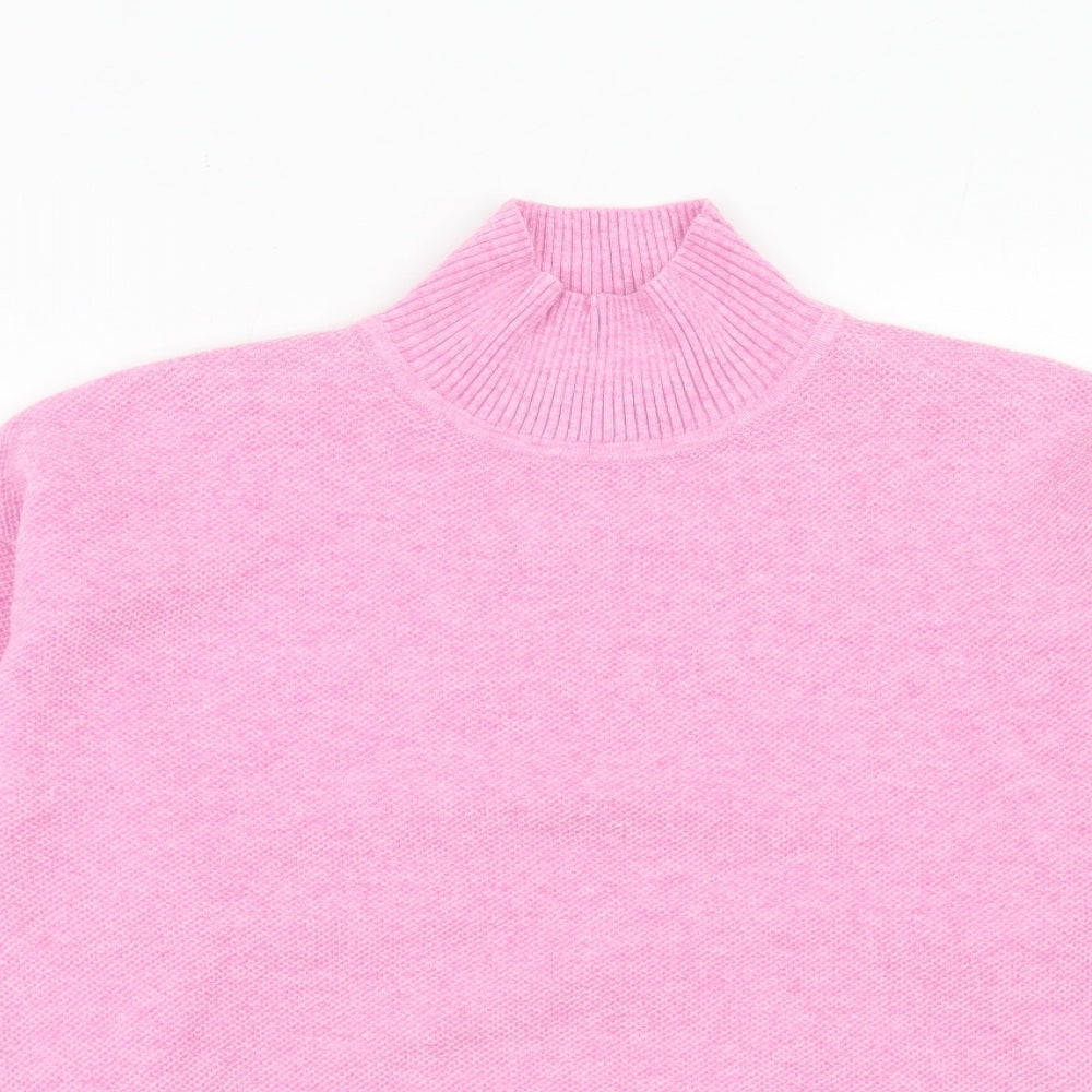 Marks and Spencer Womens Pink High Neck Polyester Pullover Jumper Size S