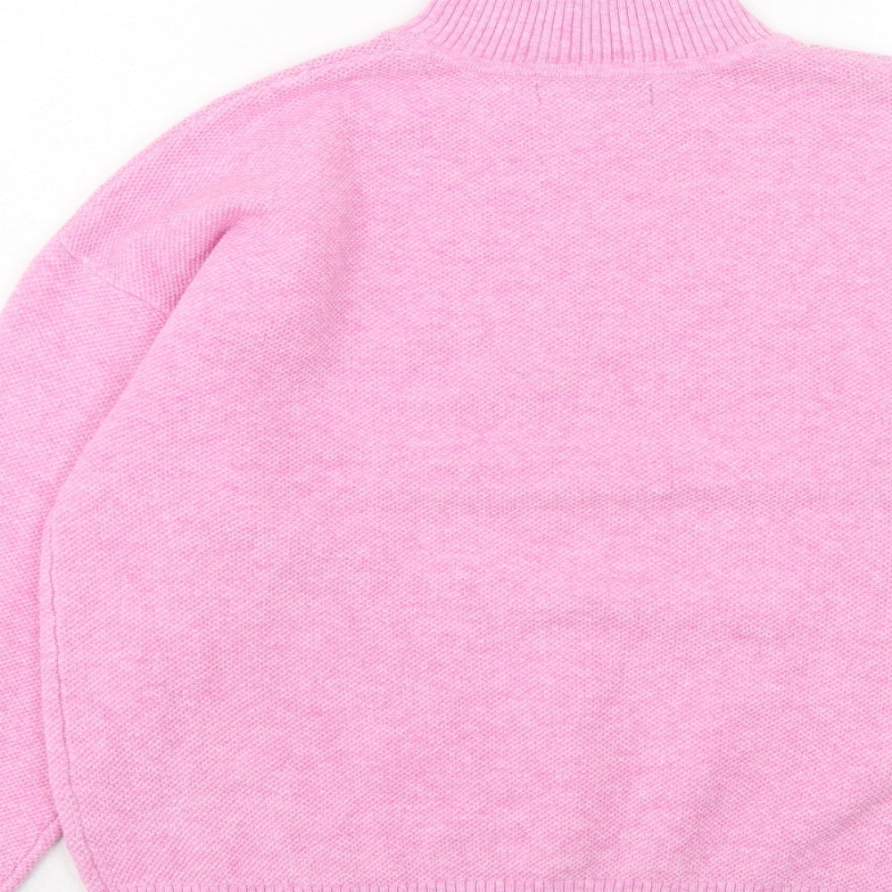 Marks and Spencer Womens Pink High Neck Polyester Pullover Jumper Size S