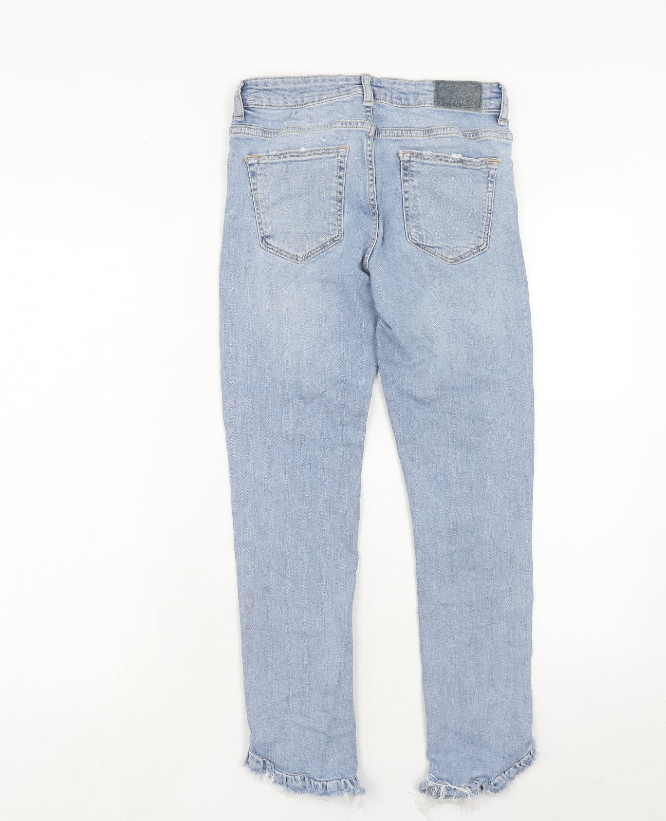 Zara Womens Blue Cotton Straight Jeans Size 8 Regular Zip