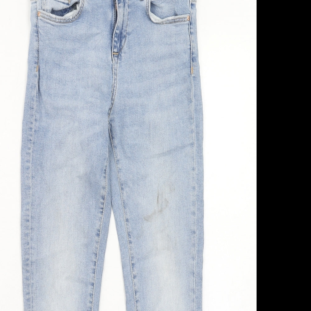 Zara Womens Blue Cotton Straight Jeans Size 8 Regular Zip